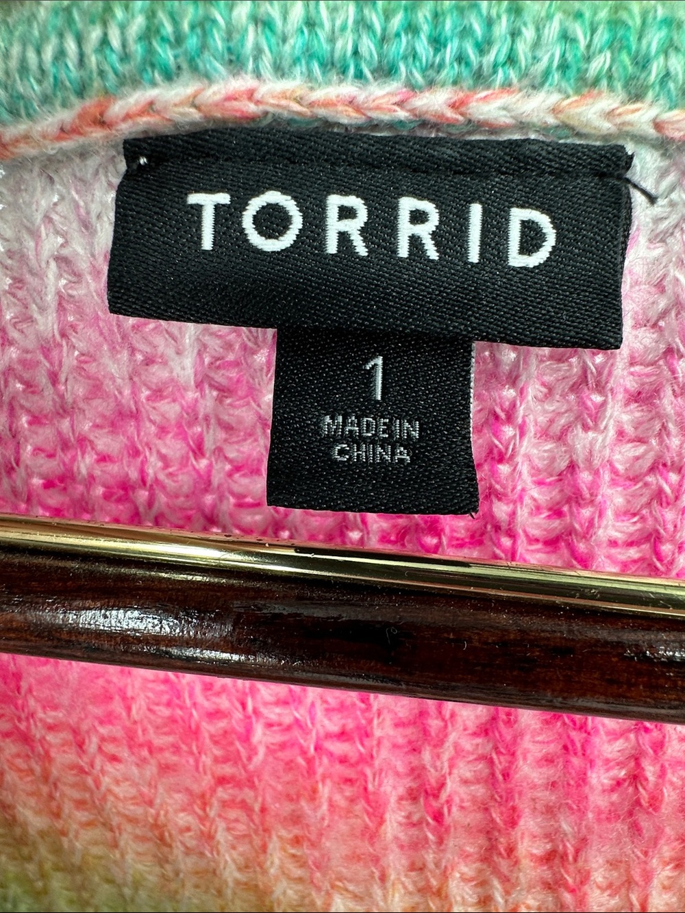 torrid Multicolor Striped Scoop Neck Sweater - Pink, Aqua & Yellow Size 1 - Picture 2 of 5